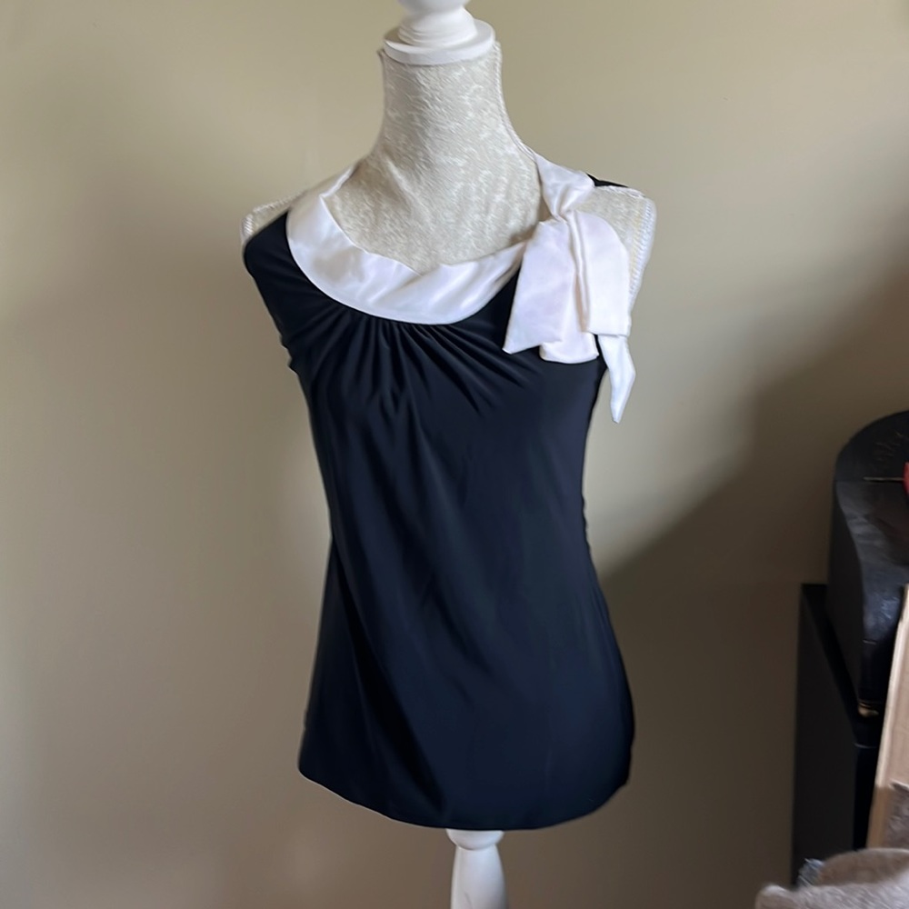 WHBM Sleeveless Top with Tie Neck